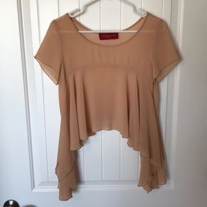 Akira Chicago flowy mesh ruffle top